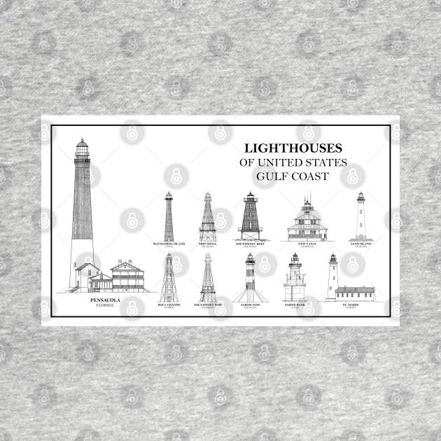 Lighthouses of United States of America - Gulf Coast - B by SPJE Illustration Photography